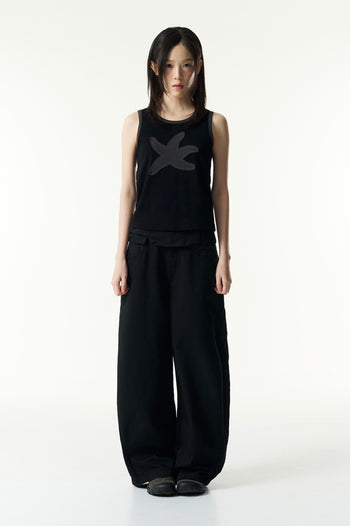 TCM - (w) starfish ringer sleeveless T (black) V-T16