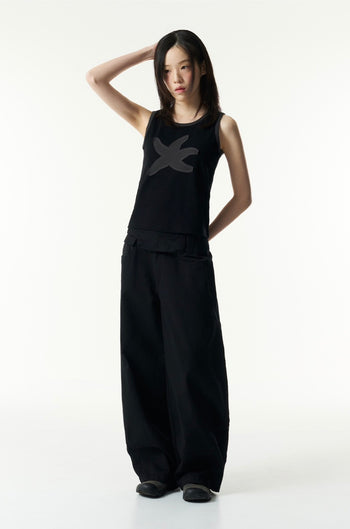 TCM - (w) starfish ringer sleeveless T (black) V-T16