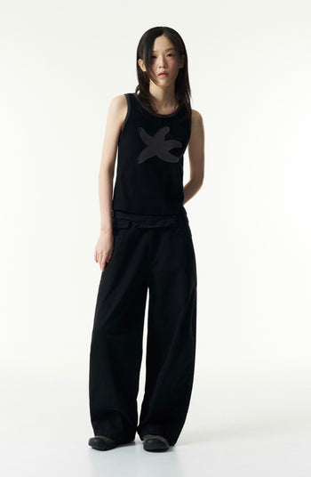 TCM - (w) starfish ringer sleeveless T (black) V-T16