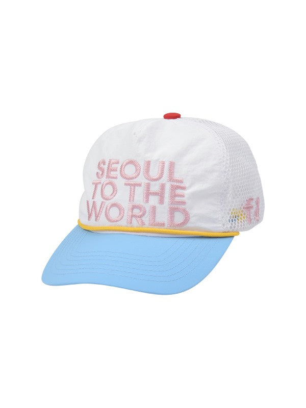 FRU& 刺繡拼接網帽 [粉紅 × 白色]  AC-F72