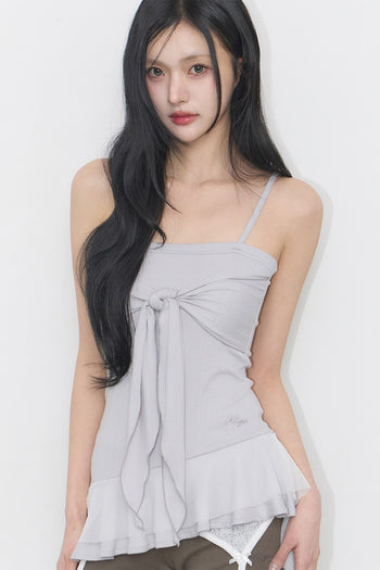 ILLIGO - 蝴蝶結綁帶無袖上衣  [灰色] V-I25