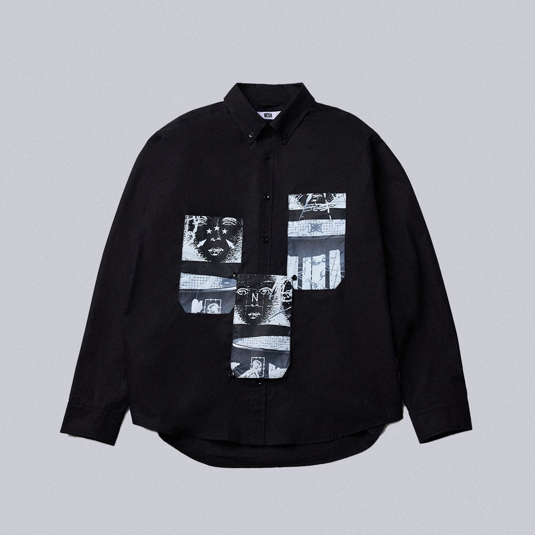 NEISH - Mirror Fragment Shirt (黑色) T-N1133