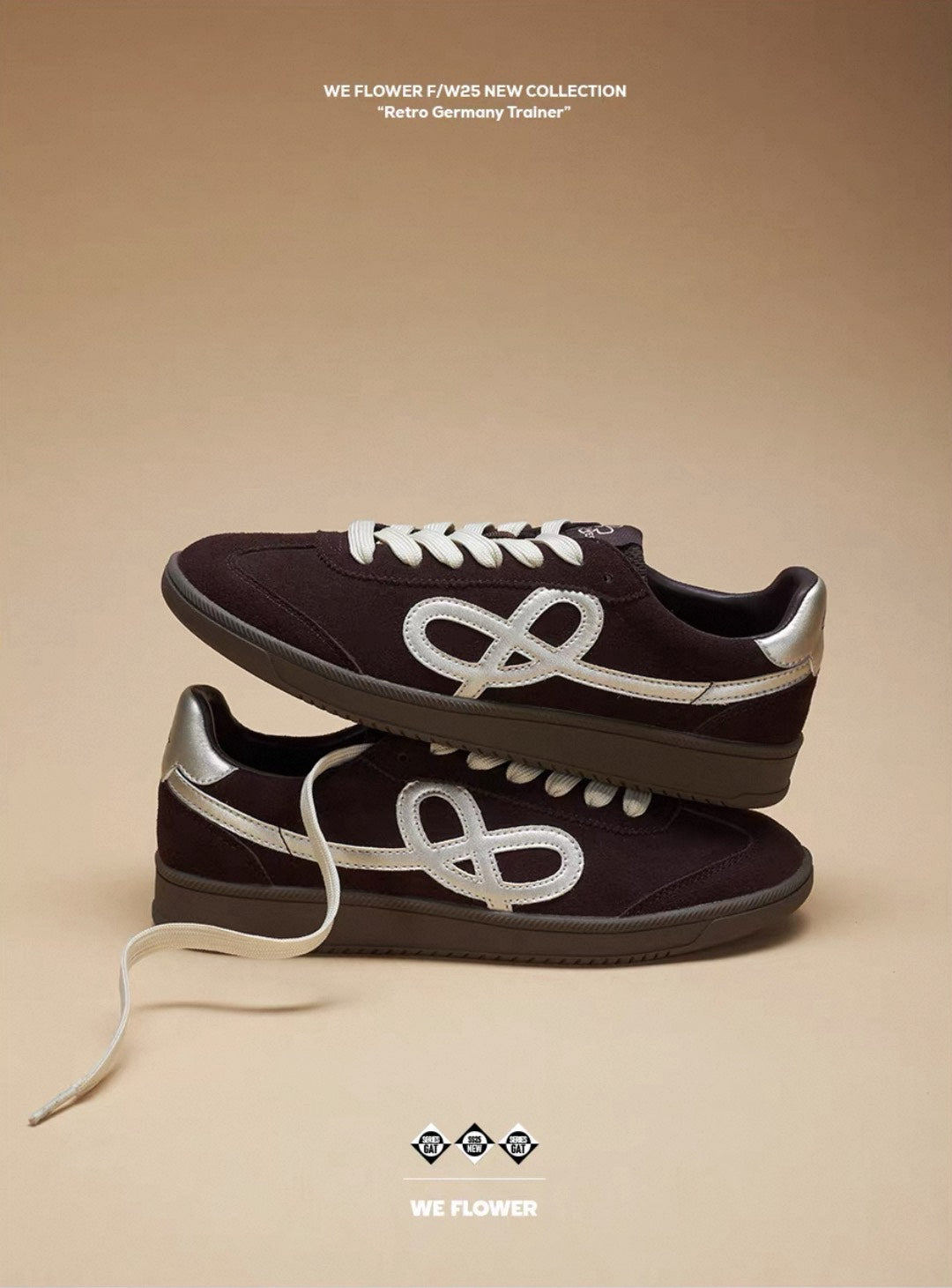 AC-W148 WE FLOWER 太妃銀皮面平底德訓鞋