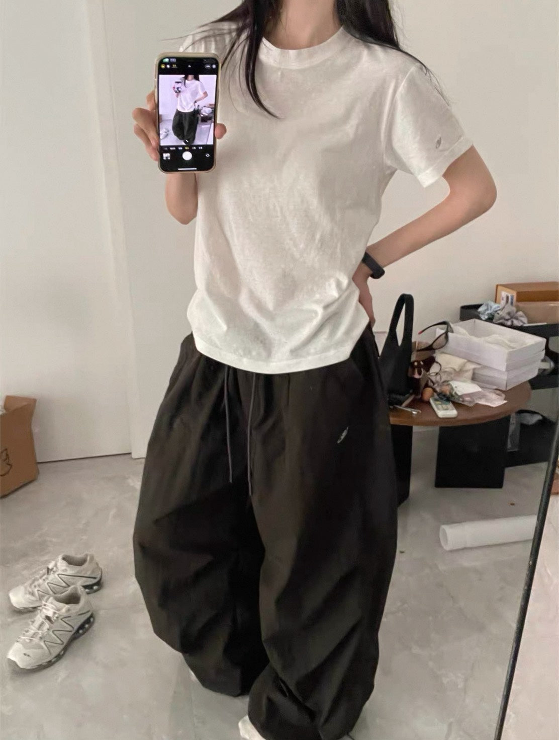 P-G122 魚叄  美式降落傘廓形褶皺長褲