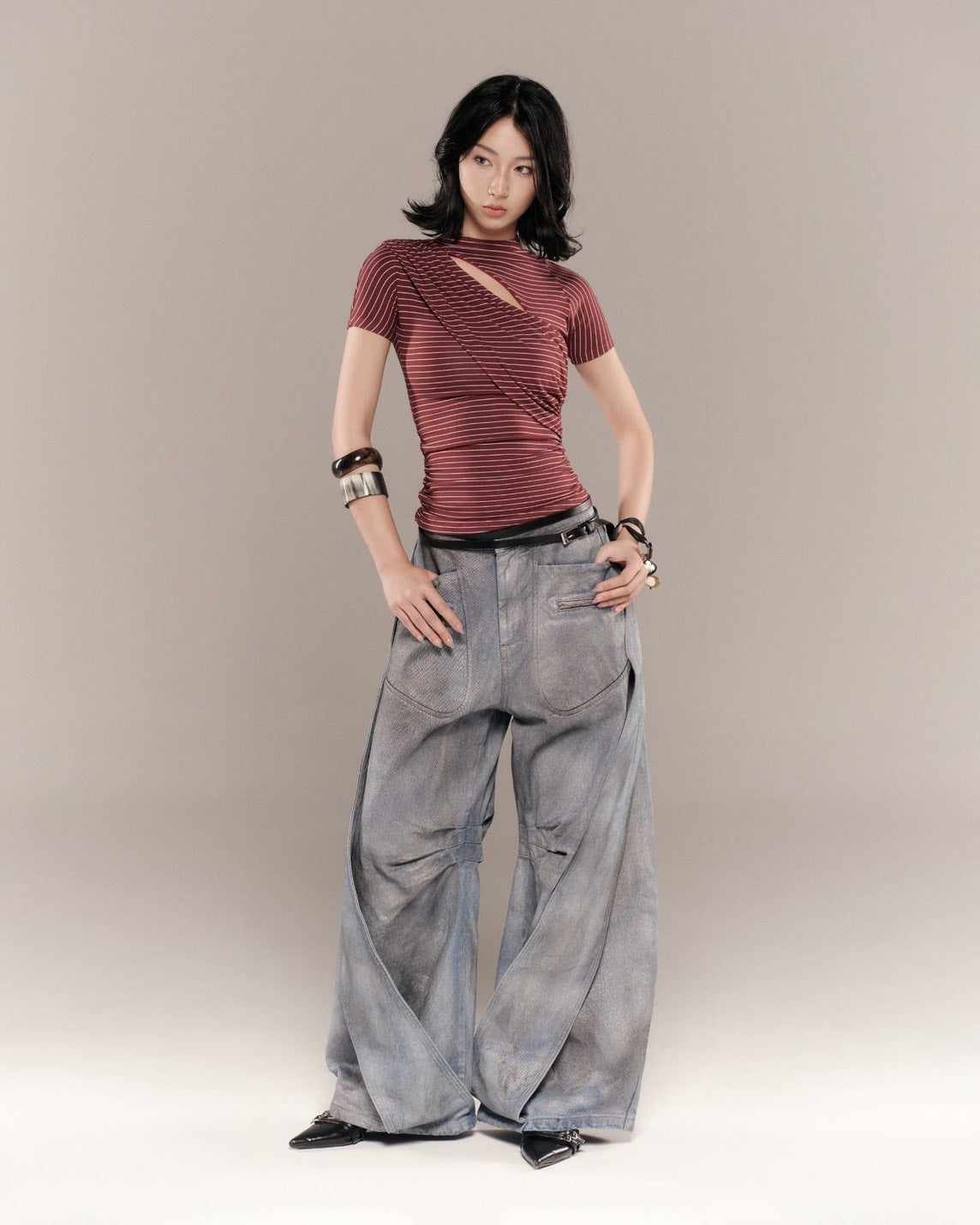 BUNNYHILL - P-B130 ARCHER PANTS VER JEAN 水洗灰牛仔長褲