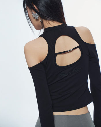 BUNNYHILL - T-B163 CASPIAN LONG SLEEVE TOP 高領鏤背上衣