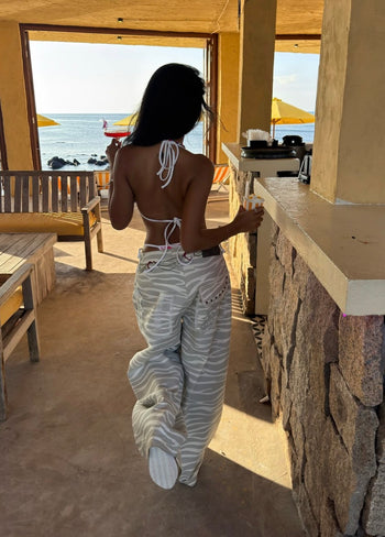 UNCOVER -P-U155  Zebra Wide-Leg Pants
