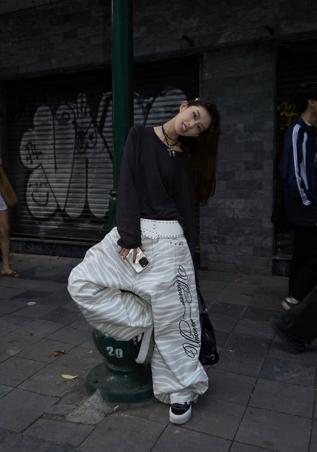 UNCOVER -P-U155  Zebra Wide-Leg Pants