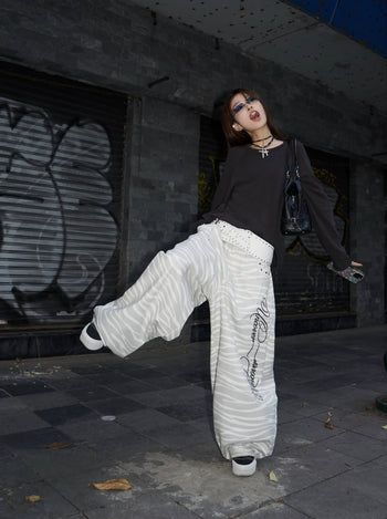 UNCOVER -P-U155  Zebra Wide-Leg Pants