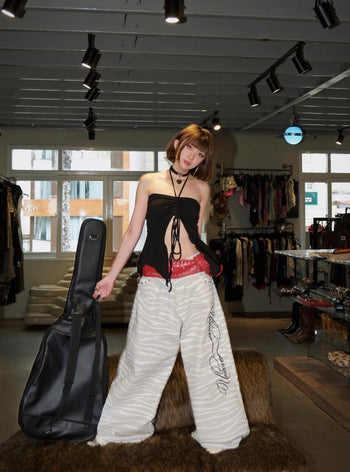 UNCOVER -P-U155  Zebra Wide-Leg Pants