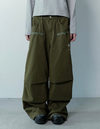 COIRIS - DREN BACK DIRTY LOGO 降落傘褲 [卡其綠] P-C157