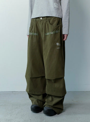 COIRIS - DREN BACK DIRTY LOGO 降落傘褲 [卡其綠] P-C157