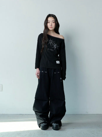 COIRIS - DREN BACK DIRTY LOGO 降落傘褲 [黑色] P-C157