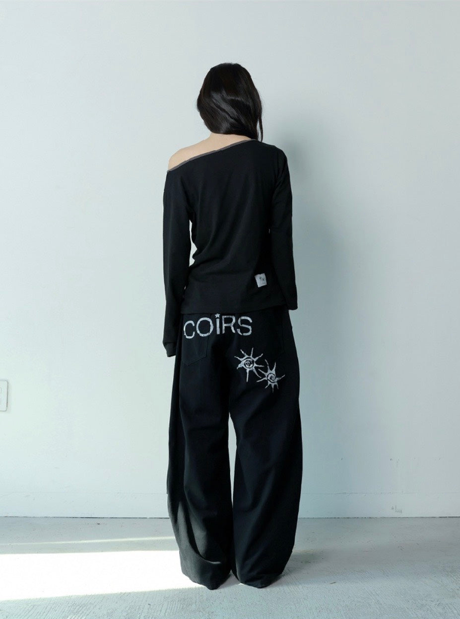 COIRIS - DREN BACK DIRTY LOGO 降落傘褲 [黑色] P-C157