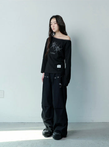COIRIS - DREN BACK DIRTY LOGO 降落傘褲 [黑色] P-C157