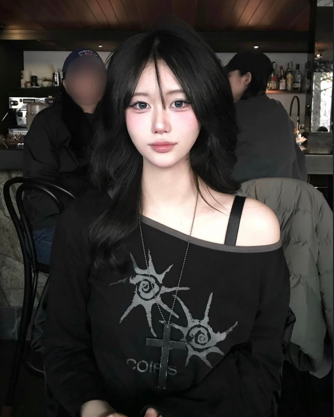 COIRIS - SOLUNA ONE SHOULDER LONG SLEEVE T 單肩長袖T  [黑色] T-C1006