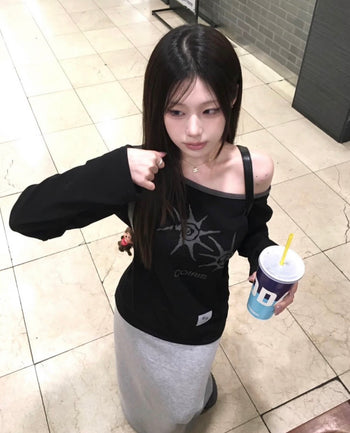 COIRIS - SOLUNA ONE SHOULDER LONG SLEEVE T 單肩長袖T  [黑色] T-C1006