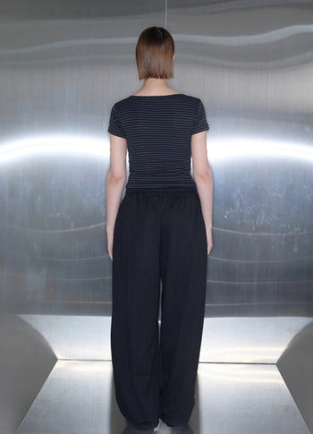MUCENT - EMMA V-NECK STRIPE HALF T 條紋V領短袖 T-C1008