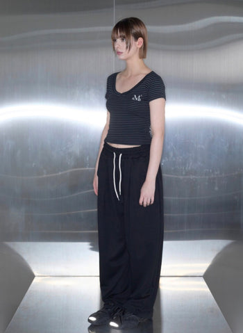 MUCENT - EMMA V-NECK STRIPE HALF T 條紋V領短袖 T-C1008