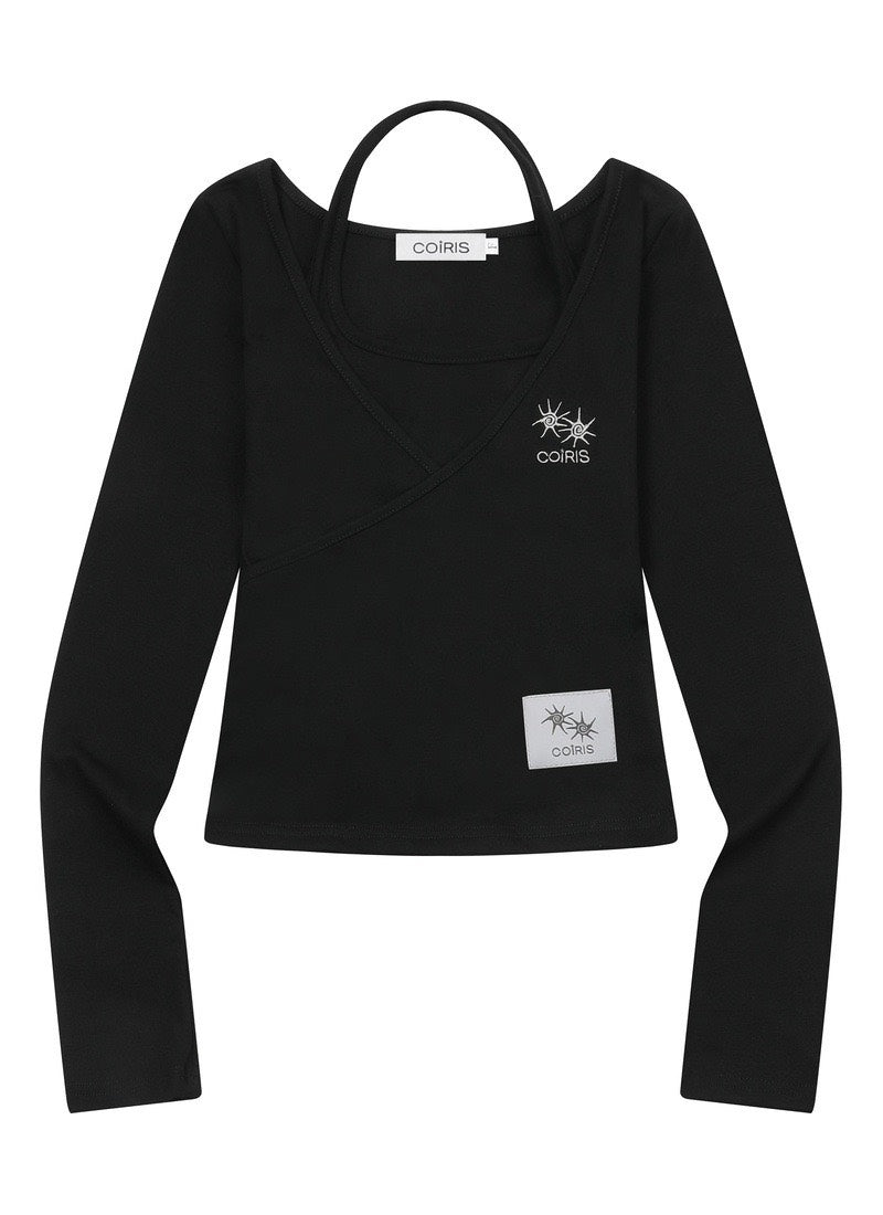 COIRIS - YUNOA HALTER NECK LAYERED LONG SLEEVE T 吊帶長袖  [黑色] T-C1010