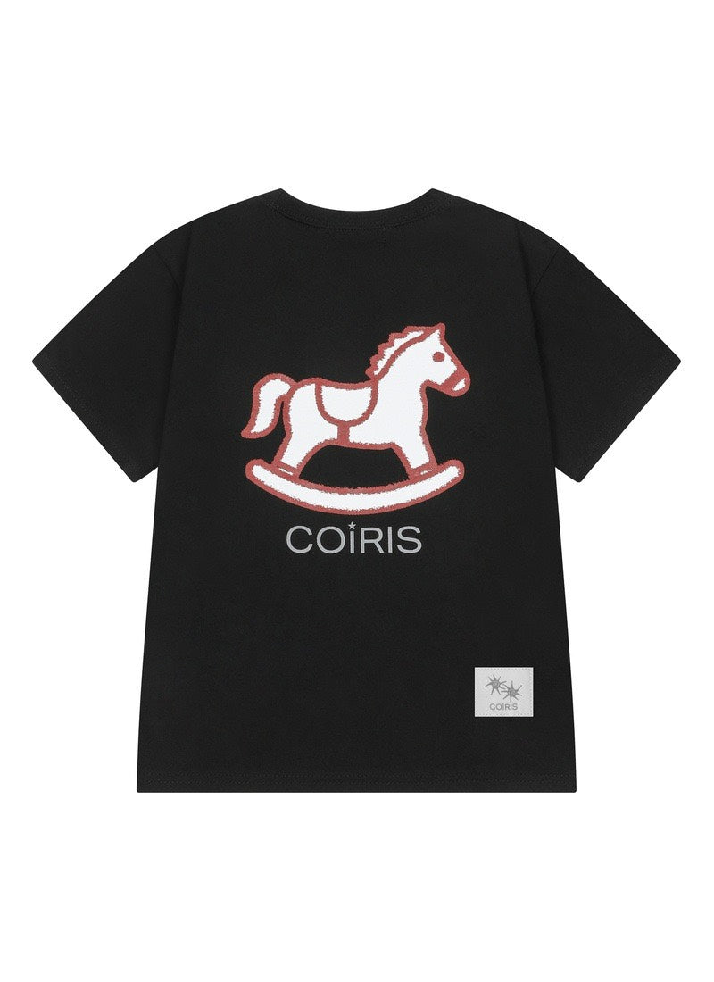COIRIS - CRAYON HORSE GRAPHIC HALF T 印花短T [黑色] T-C1011