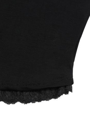 MUCENT - ESUNNIOR LACE V-NECK HALF T 蕾絲V領上衣[黑色] T-E1012