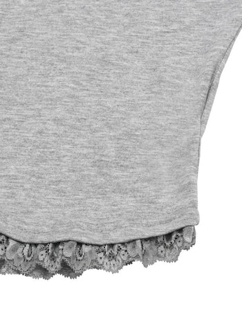 MUCENT - ESUNNIOR LACE V-NECK HALF T 蕾絲V領上衣[灰色] T-E1012