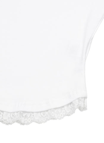 MUCENT - ESUNNIOR LACE V-NECK HALF T 蕾絲V領上衣[白色] T-E1012