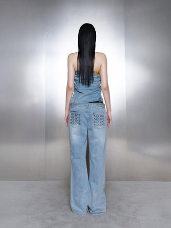 MUCENT - SNEP UNBALANCE DENIM DETAIL TANK TOP 牛仔背心 V-E11