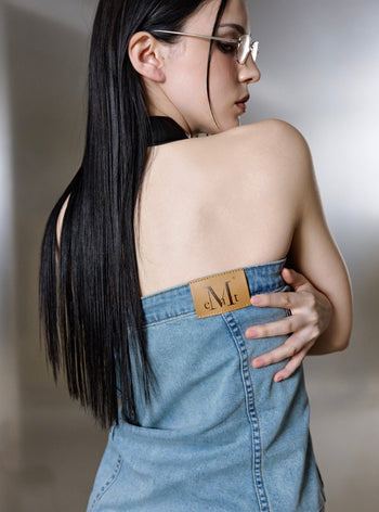 MUCENT - SNEP UNBALANCE DENIM DETAIL TANK TOP 牛仔背心 V-E11