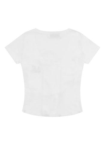 MUCENT -LUKE EYELET LACE-UP CORSET HALF T 綁帶上衣 [白色] T-E1013