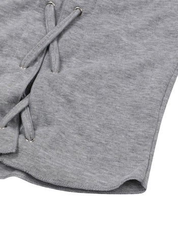MUCENT -LUKE EYELET LACE-UP CORSET HALF T 綁帶上衣 [灰色] T-E1013