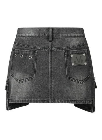 MUCENT - DELVE BACK LEATHER CARGO DENIM SKIRT 牛仔短裙 P-E162