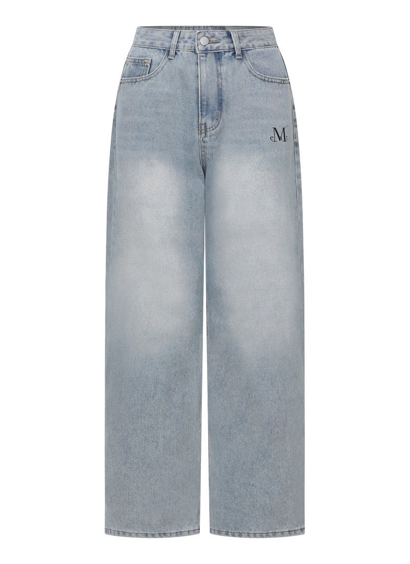 MUCENT - NOVA BACK LETTERING WIDE DENIM PANTS 牛仔長褲 P-E163