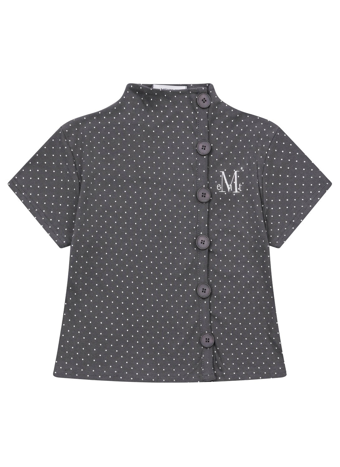 MUCENT - MINUIT BUTTON MINI DOT HALF CARDIGAN  [灰色] 點點高領上衣 T-E1014