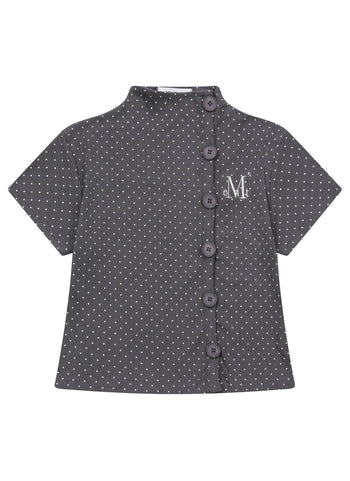 MUCENT - MINUIT BUTTON MINI DOT HALF CARDIGAN  [灰色] 點點高領上衣 T-E1014