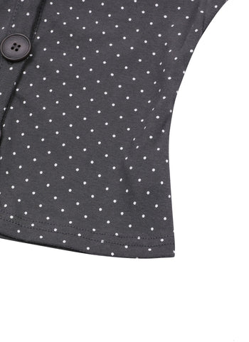 MUCENT - MINUIT BUTTON MINI DOT HALF CARDIGAN  [灰色] 點點高領上衣 T-E1014
