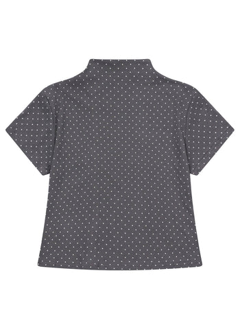 MUCENT - MINUIT BUTTON MINI DOT HALF CARDIGAN  [灰色] 點點高領上衣 T-E1014