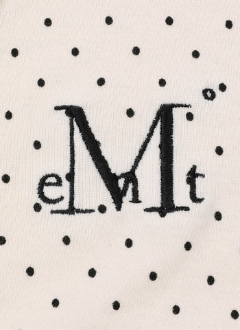 MUCENT - MINUIT BUTTON MINI DOT HALF CARDIGAN  [米白] 點點高領上衣 T-E1014