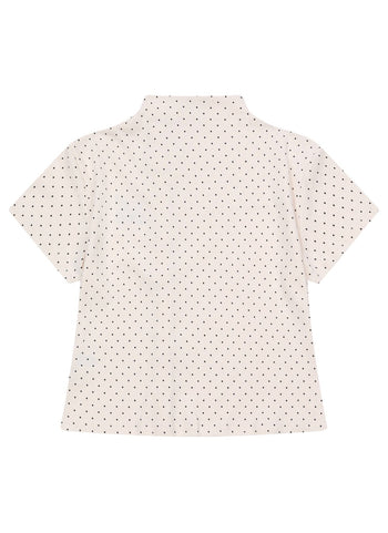 MUCENT - MINUIT BUTTON MINI DOT HALF CARDIGAN  [米白] 點點高領上衣 T-E1014