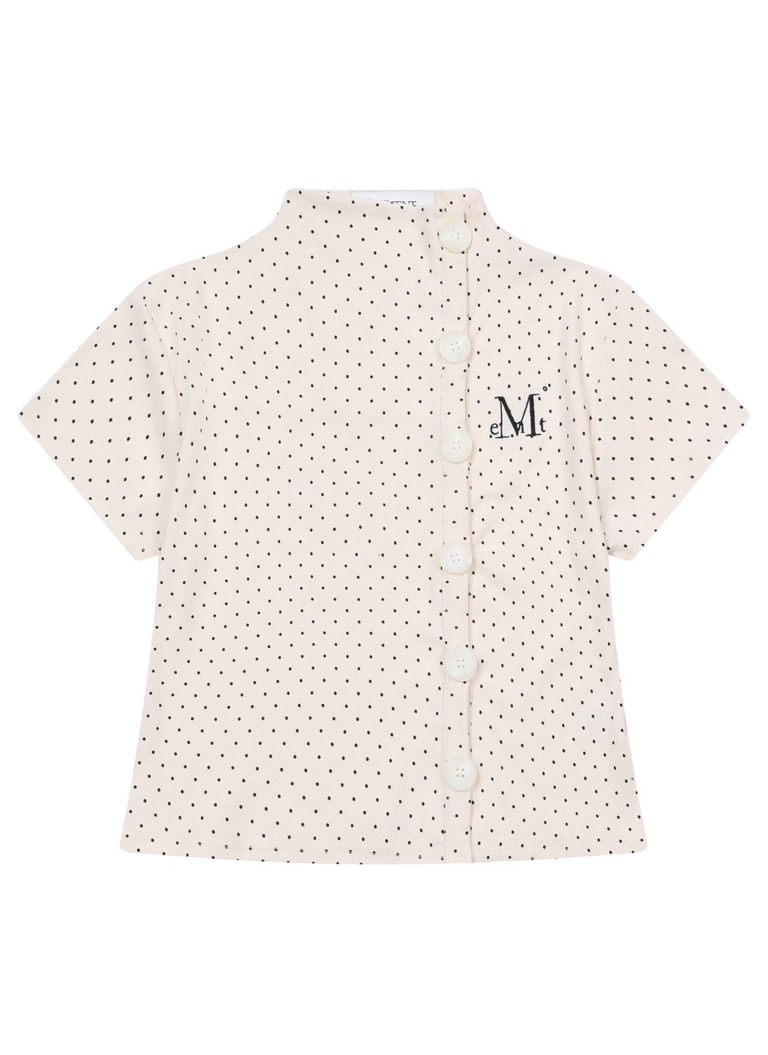 MUCENT - MINUIT BUTTON MINI DOT HALF CARDIGAN  [米白] 點點高領上衣 T-E1014