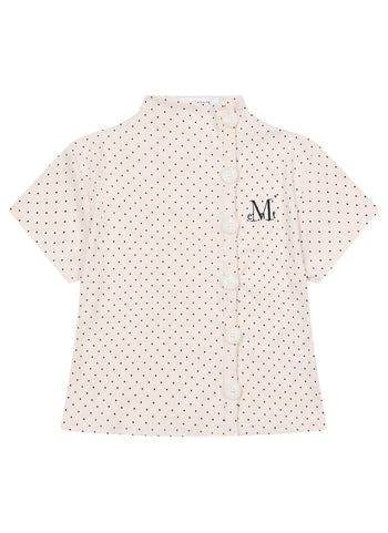 MUCENT - MINUIT BUTTON MINI DOT HALF CARDIGAN  [米白] 點點高領上衣 T-E1014