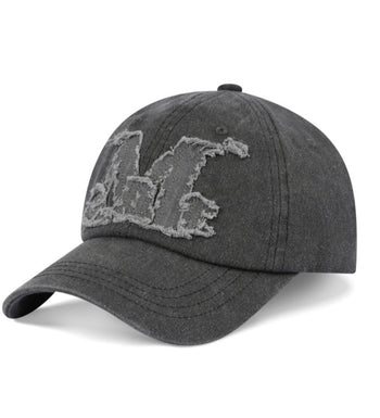 MUCENT - VINTAGE WASHING APPLIQUE BALL CAP [洗舊灰 灰LOGO] AC-E188