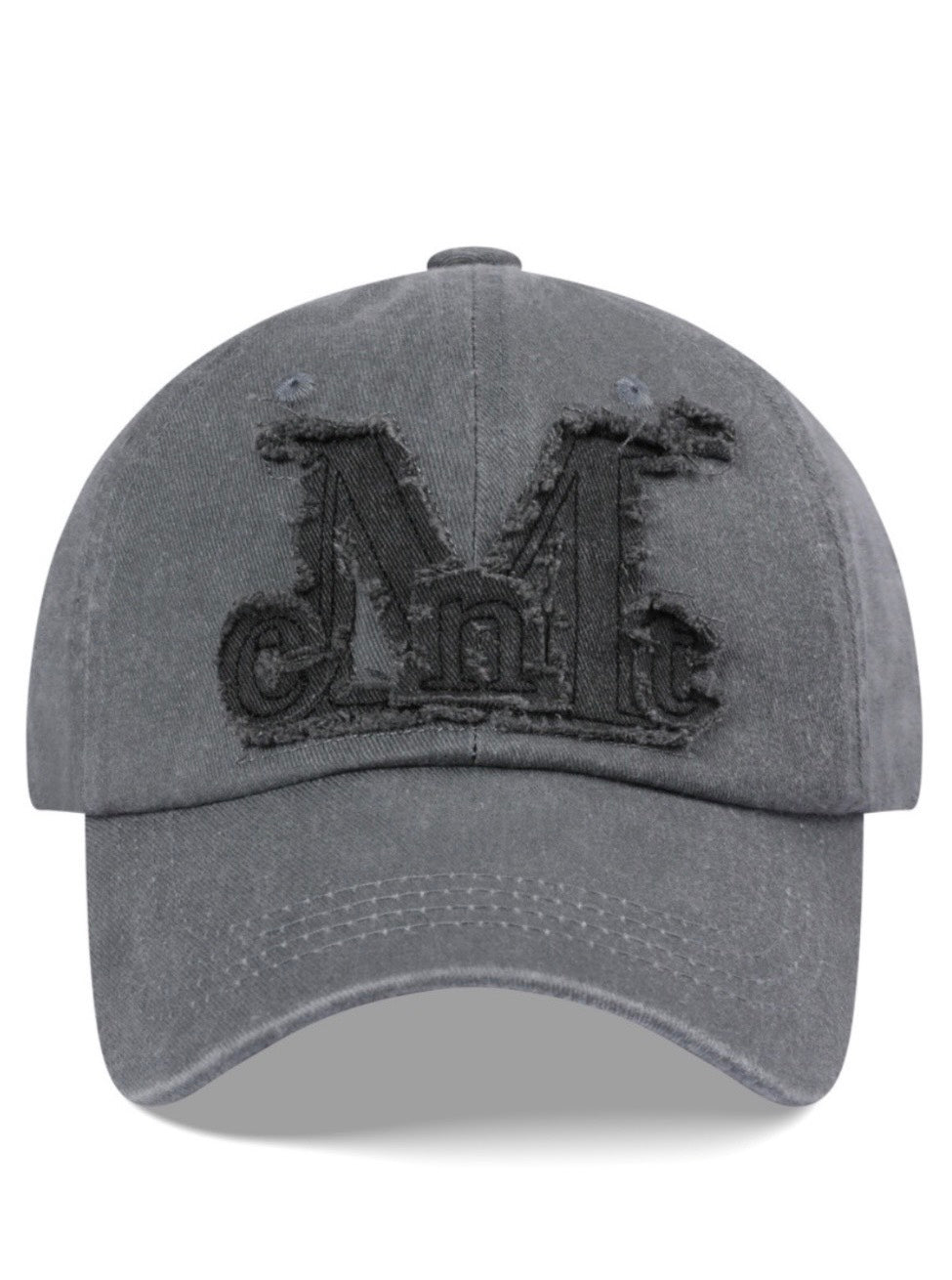 MUCENT - VINTAGE WASHING APPLIQUE BALL CAP [灰色 黑LOGO] AC-E188