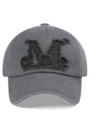 MUCENT - VINTAGE WASHING APPLIQUE BALL CAP [灰色 黑LOGO] AC-E188