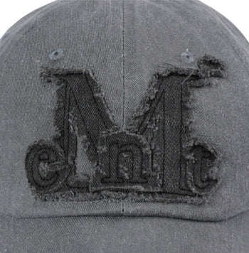 MUCENT - VINTAGE WASHING APPLIQUE BALL CAP [灰色 黑LOGO] AC-E188