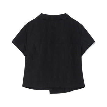 TCM - 3-button stripe half shirt (黑色) T-C1025