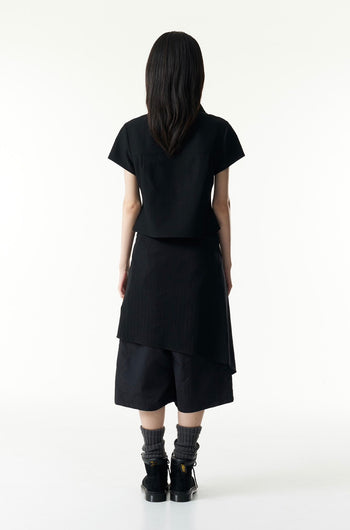 TCM - 3-button stripe half shirt (黑色) T-C1025