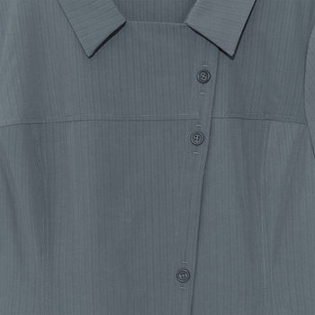 TCM - 3-button stripe half shirt (灰藍色) T-C1025