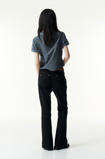 TCM - 3-button stripe half shirt (灰藍色) T-C1025